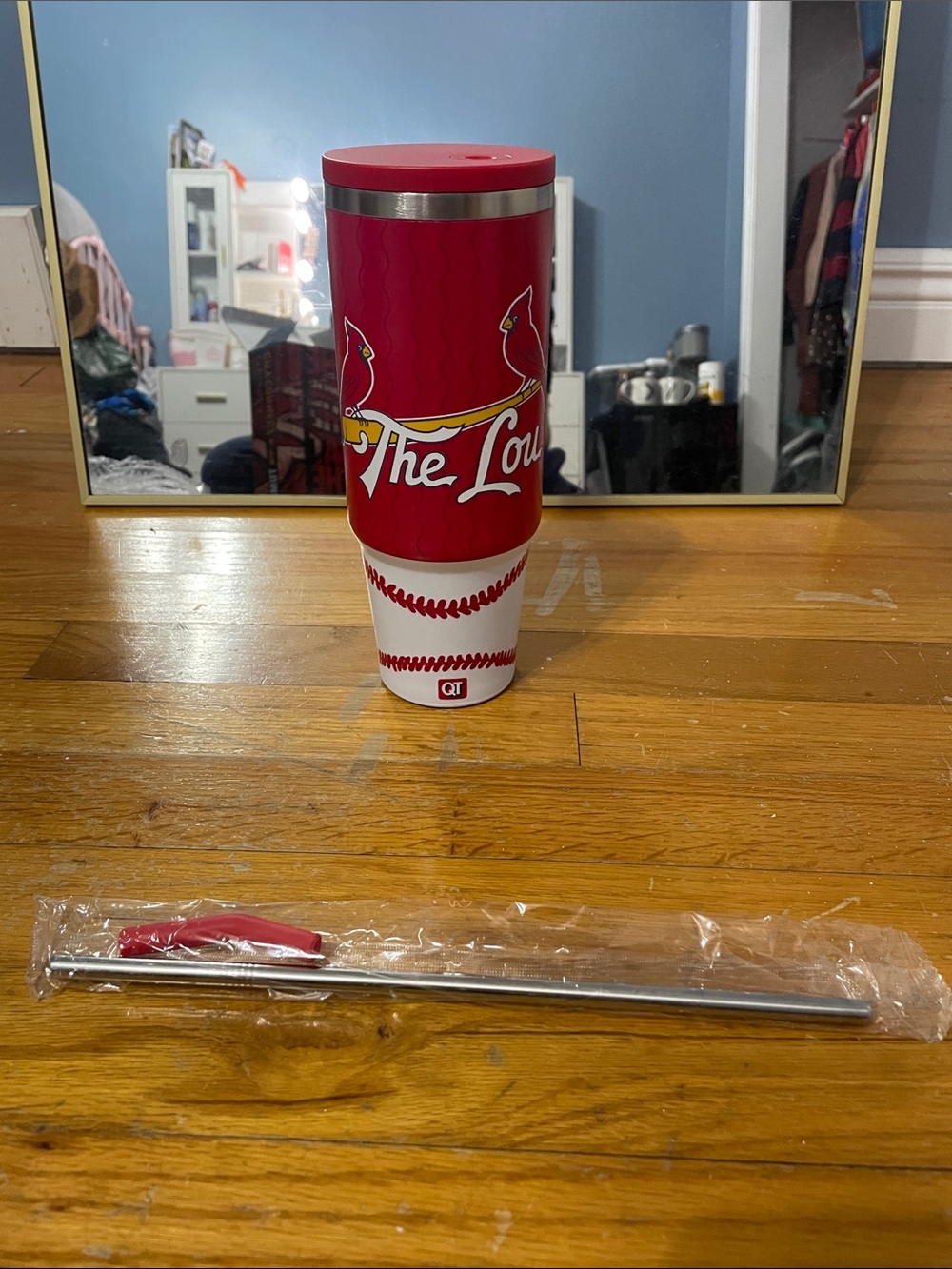 The Lou Stainless Steel Travel Tumbler - Red & White